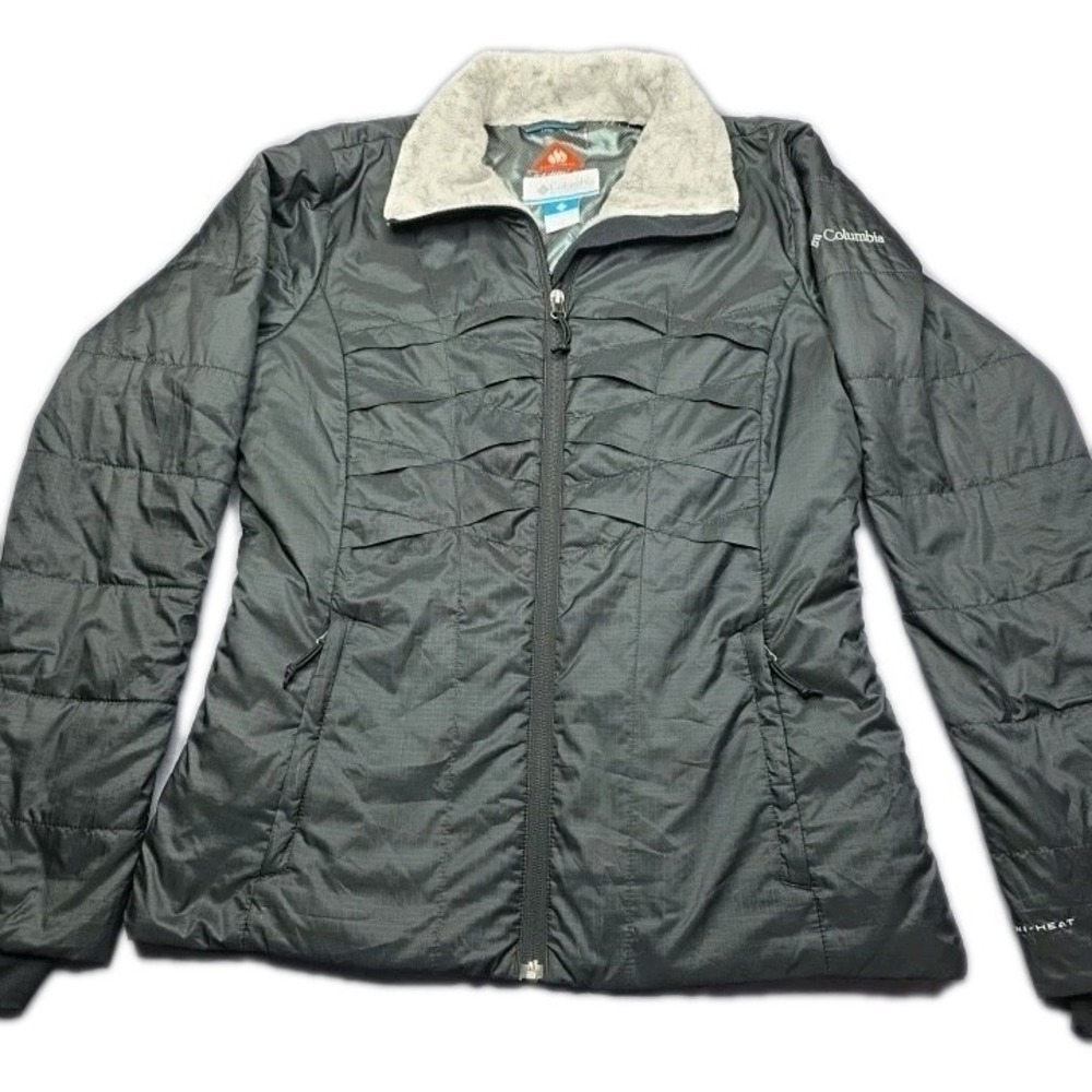 Columbia Puffer Jacket Women S Black Omni-Heat Faux Fur Collar Excellent